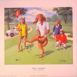 Dogs Playing Golf Print (No Frame)